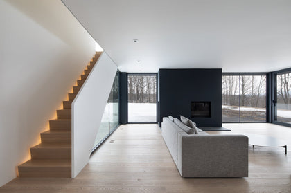 Matching Northern Wide Plank Hardwood Flooring with Stair Treads, Nosing and Vents