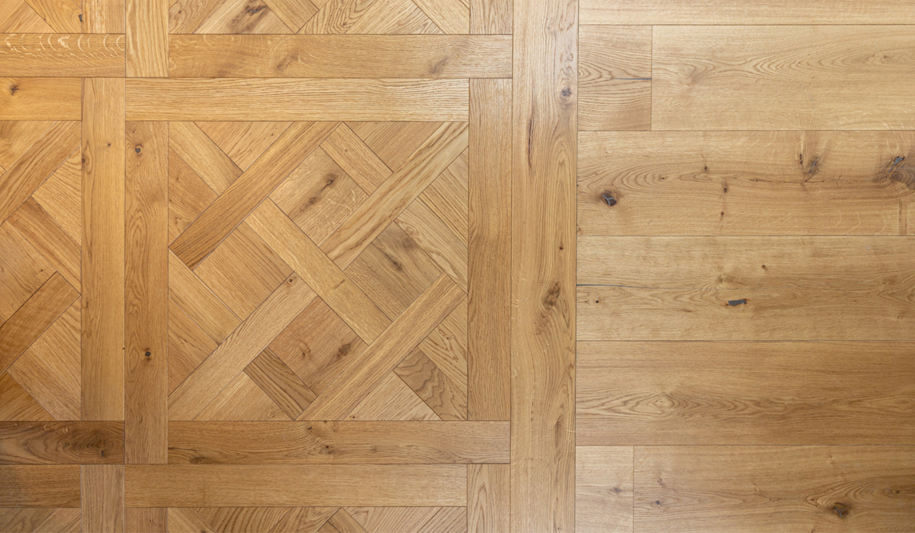 an interior view with midcentury modern furniture and northern wide wood planks on the floor